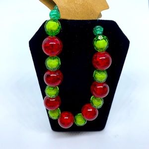 2/$15!! Handcrafted red & green beaded bracelet